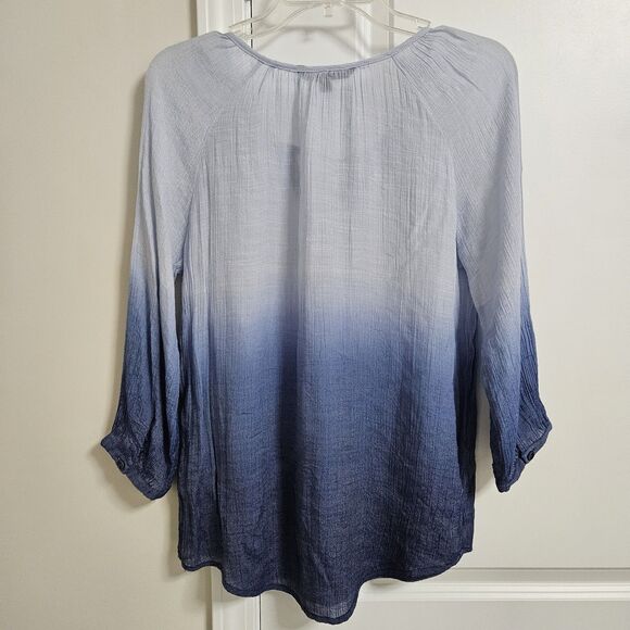 Zac & Rachel Ombre Blouse Women’s Sm Blue Long Sleeves Lightweight Semi Sheer - Picture 9 of 9